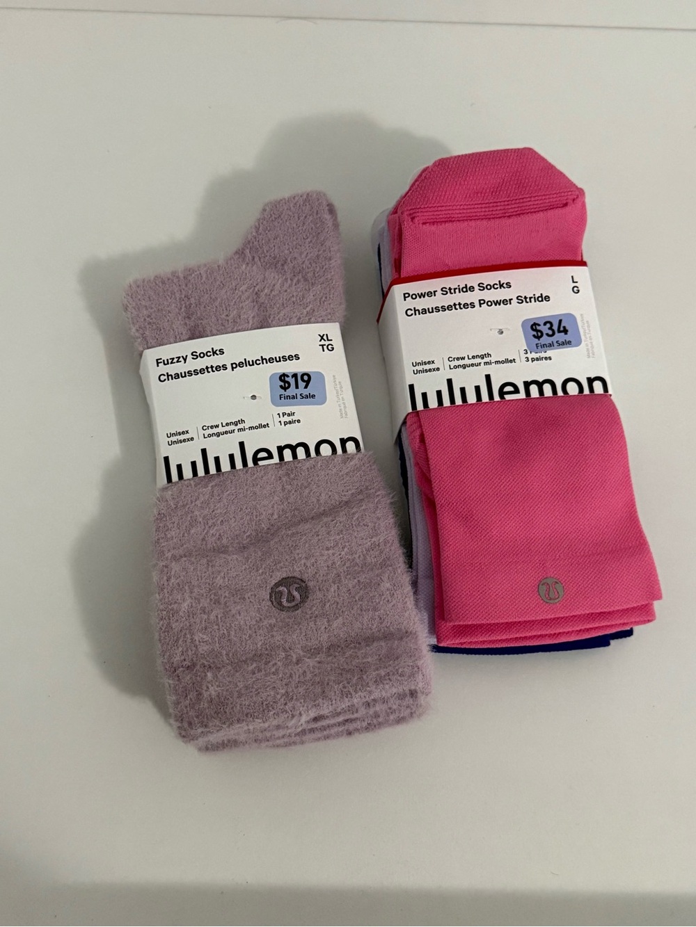 Lululemon Pink & Lavender Sock Bundle - Fuzzy and Power Stride